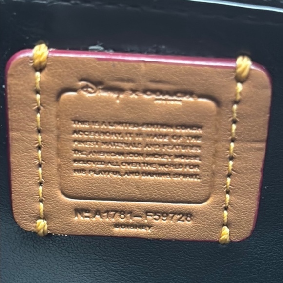 Coach Mickey Mouse Prairie Wallet Bandana Print Full Zip Pebble Leather Red W OS - Picture 11 of 16